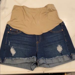 Maternity denim shorts